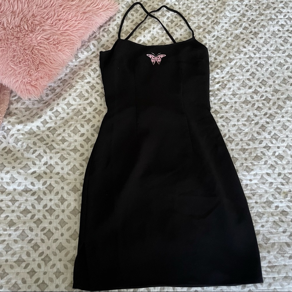 Bodycon Open Back Black Butterfly Flattering Summer Dress